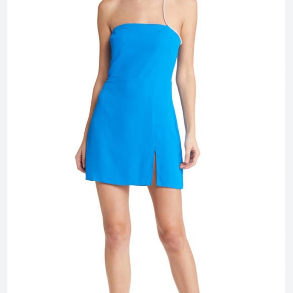 Amanda Uprichard Dream Diamante Strap Cocktail Dress Electric Blue Large